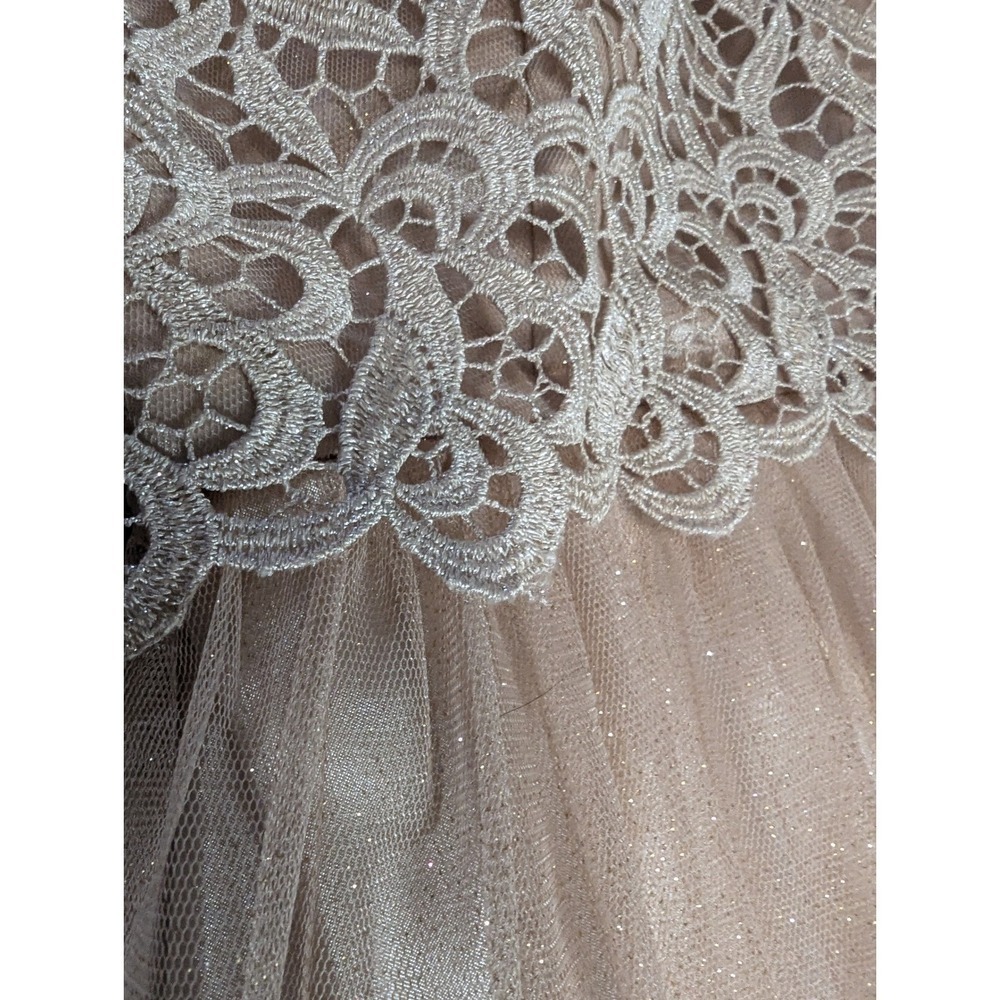 Morgan & Co Formal Gown Dress 5/6 Pink Gold Lace Tulle Satin Maxi Prom Evening - Picture 16 of 16